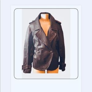 LANE BRYANT LEATHER BROWN JACKET SZ 14/16